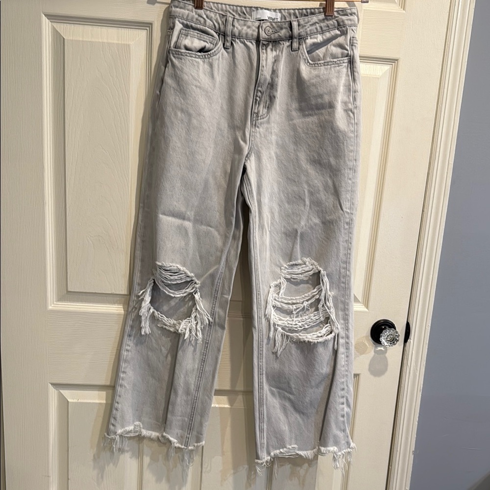 Distressed Gray Women Jeans